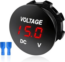 12V 24V Voltmeter Gauge, LED Digital Display Round Panel Voltage Ga Color: Red