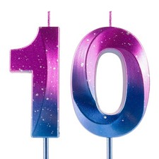 Number 10 Candles 10th Birthday Galaxy Gradient Happy Birthday Purple Blue