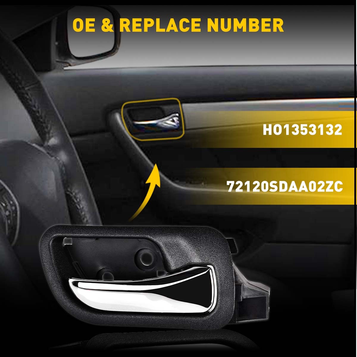 Car Interior Door Pull Handle Front Right Black For 2003-2007 Honda Accord M