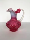 Fenton Cranberry Vase Hobnail with Ruffled Edge Top