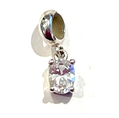 Lovelinks Dangle Oval Rounded Shape CZ & 925 Sterling Silver Charm - Item LL-9 