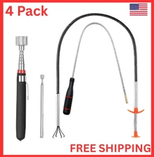 4 Pack Telescoping Magnet Pick-Up Tool Set - Retrieving Pickup Tools，Extendable