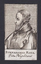 17th Century Bernhard Rota / Poet Napoli Portrait Copper Engraving