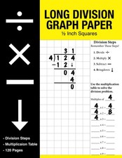 Long Division Graph Paper: 1/2 Inch Squares Math Composition Notebook for st...