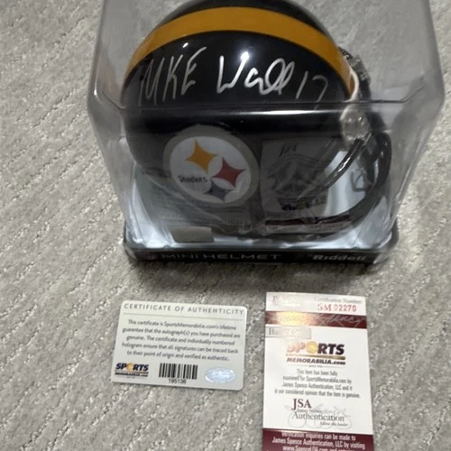 Pittsburgh Steelers Mike Wallace #17 Signed Mini Helmet JSA Authenticated