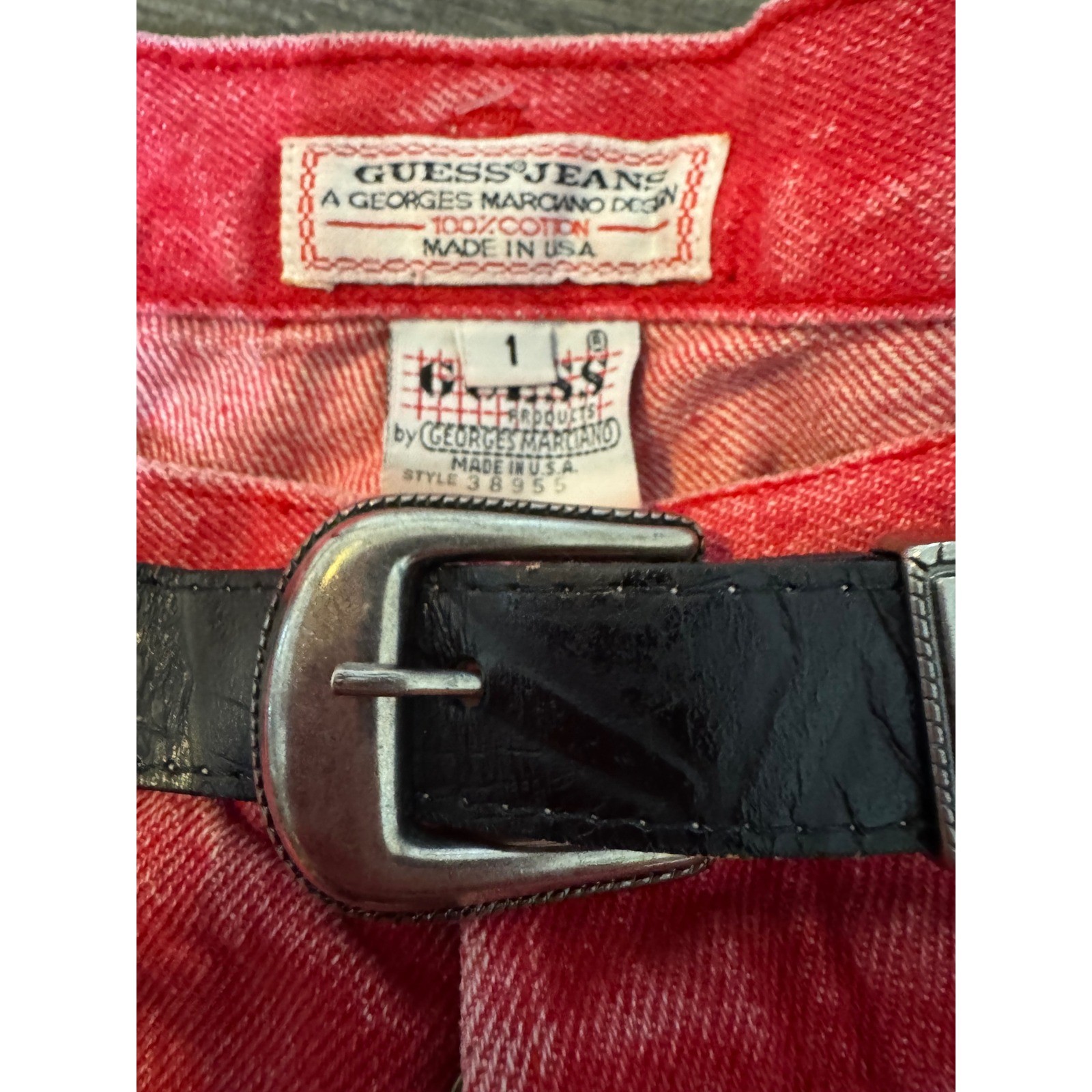 Vintage GUESS Jeans Red Acid Wash High Waist Shorts NWT George Marciano 1980 -1 image 8