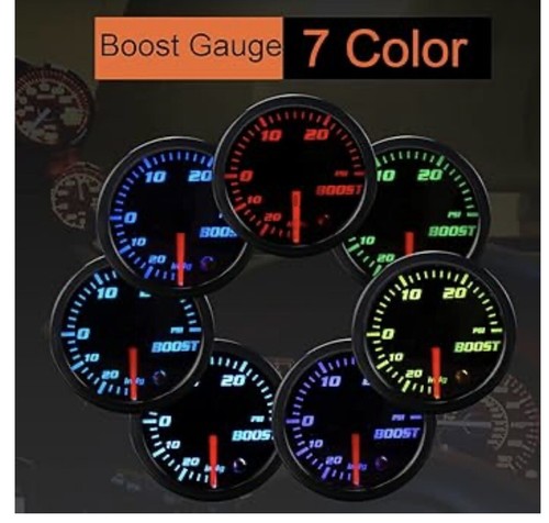 52mm Digital Boost Gauge Tinted 7 Color 0-30 PSI Pressure Turbo Meter 2" - Picture 2 of 4