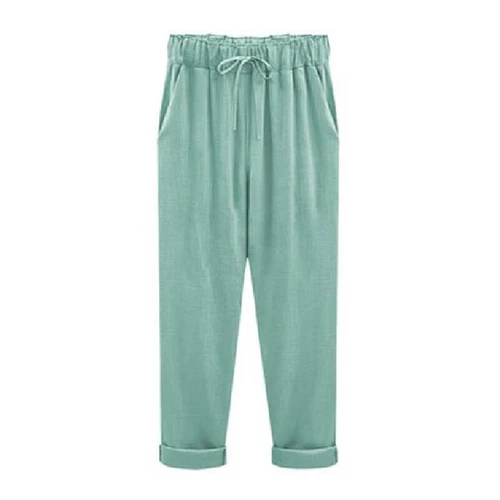 Ladies Lounge Elastic Waist Pants Women Beach Baggy Cropped Straight Loose Fit - Picture 11 of 23