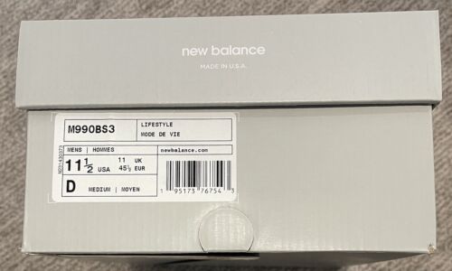 NEW BALANCE USA 990 V3 BLACK / WHITE Men Size 11.5 US New In Box M990BS3 - Picture 5 of 6