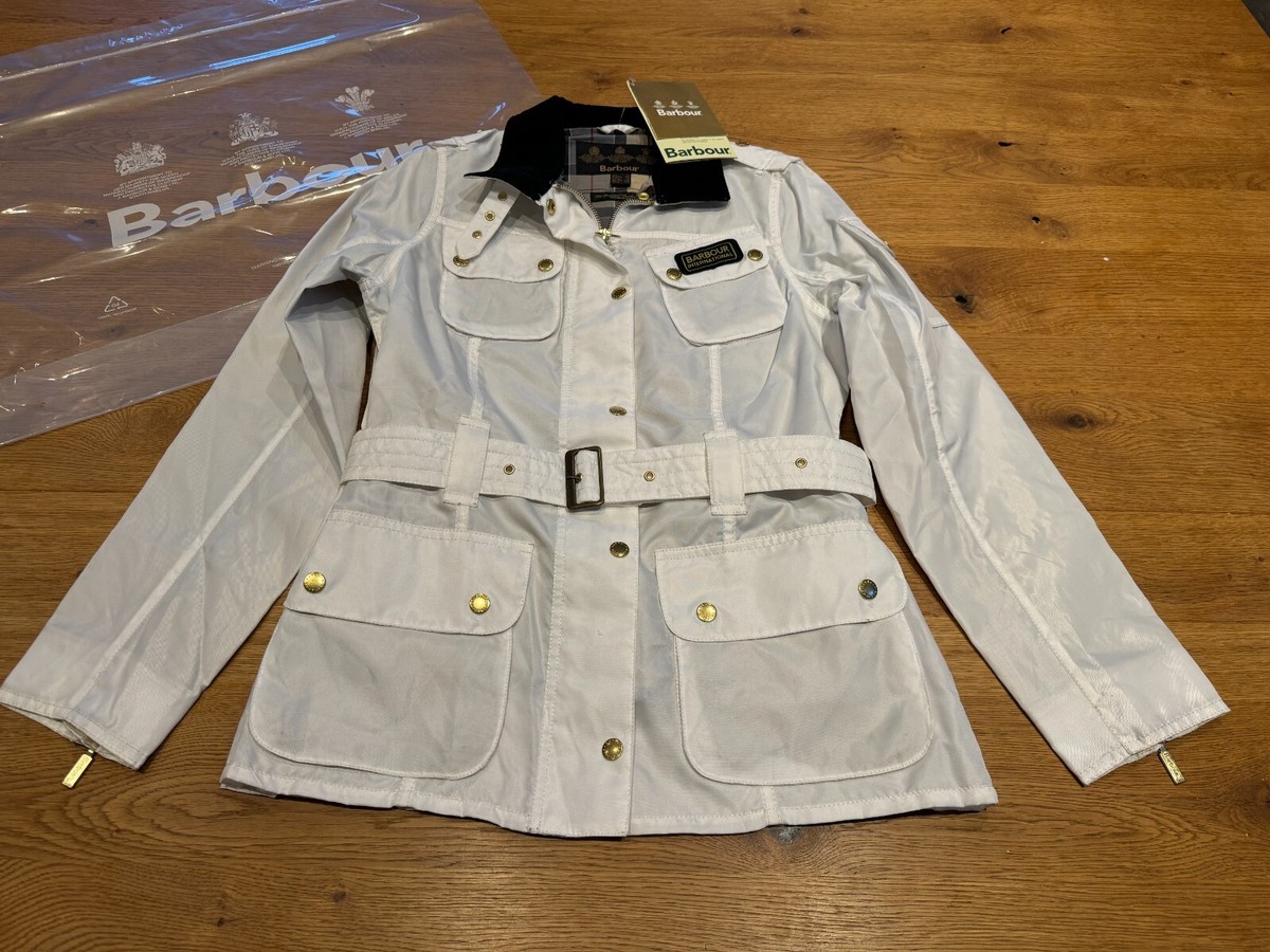 Barbour Ladies' International Rainbow Bright Brass Jacket White UK