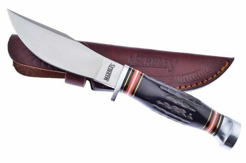 Marbles Fixed Blade Skinner Hunting Knife Jigged Horn Handle Belt Sheath - Picture 3 of 4