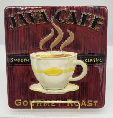 Java Cafe Barista Coffee Sign Plaque Ceramic Tile Wall Hanging Art ...