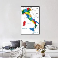 Italy City Map of English Art Prints Poster Home Study Office Wall Decoration