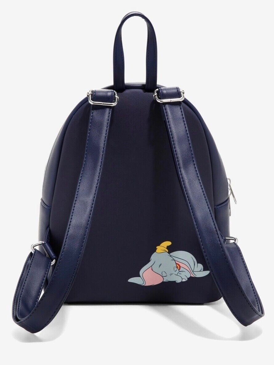 Loungefly Navy Disney’s Slumbering Dumbo surrounded by stars mini backpack Loungefly Disney Dumbo Mini Backpack Sleeping Dumbo Moon  main image 2
