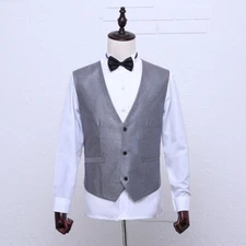 Men V-Neck Waistcoat Gilet Suit Vest Top Blazer Slim Formal Casual Tops Summer