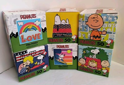 Peanuts/Snoopy Puzzles, Lot Of 6 Mini 9  x 9 , Stocking Stuffers, NEW, 50 pieces