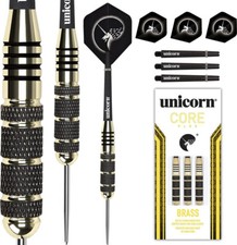 Image of Unicorn Core Plus Gold/Black 100% Brass Dart Set, Steel Tips 25g