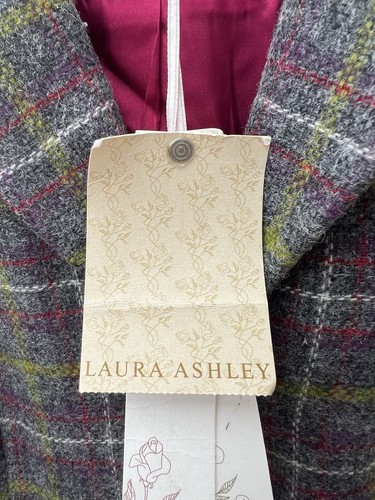 Vintage Laura Ashley 100% Wool Tartan Plaid Button Up Coat Women's Size UK 10 - Picture 2 of 22