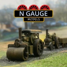 PAINTED - N Gauge Scale Road Roller "Steam Roller"   (Road Construction 1:160)
