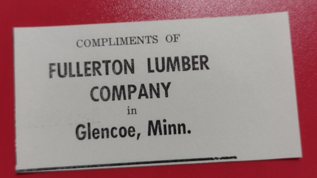 1962 Fullerton Lumber Company Advertisement Glencoe, Minnesota eBay
