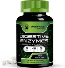 Digestive Enzymes with Probiotics and Prebiotics - 450mg - 5 Billion CFUs - Pure