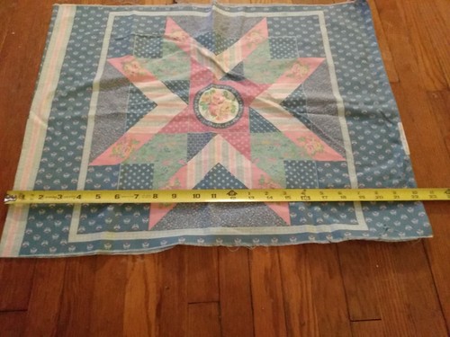 Lot Of Two Blue Rose Star Country Cotton Blend Pillow Panels Approx 17x 21 In - Picture 3 of 3
