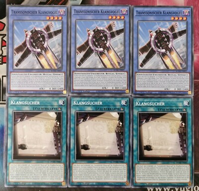 3x Transsonischer Klangvogel+ 3x Klangsucher BODE-DE037+DE064 C 1st NM Yu-Gi-Oh