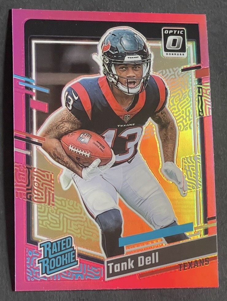2023 Panini Donruss Optic Preview Tank Dell Rated Rookie Pink Prizm #341 Texans