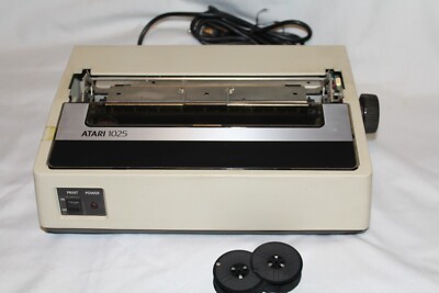 Vintage Atari 1025 Printer (Dot Matrix, 1982) with Ribbon, Cable