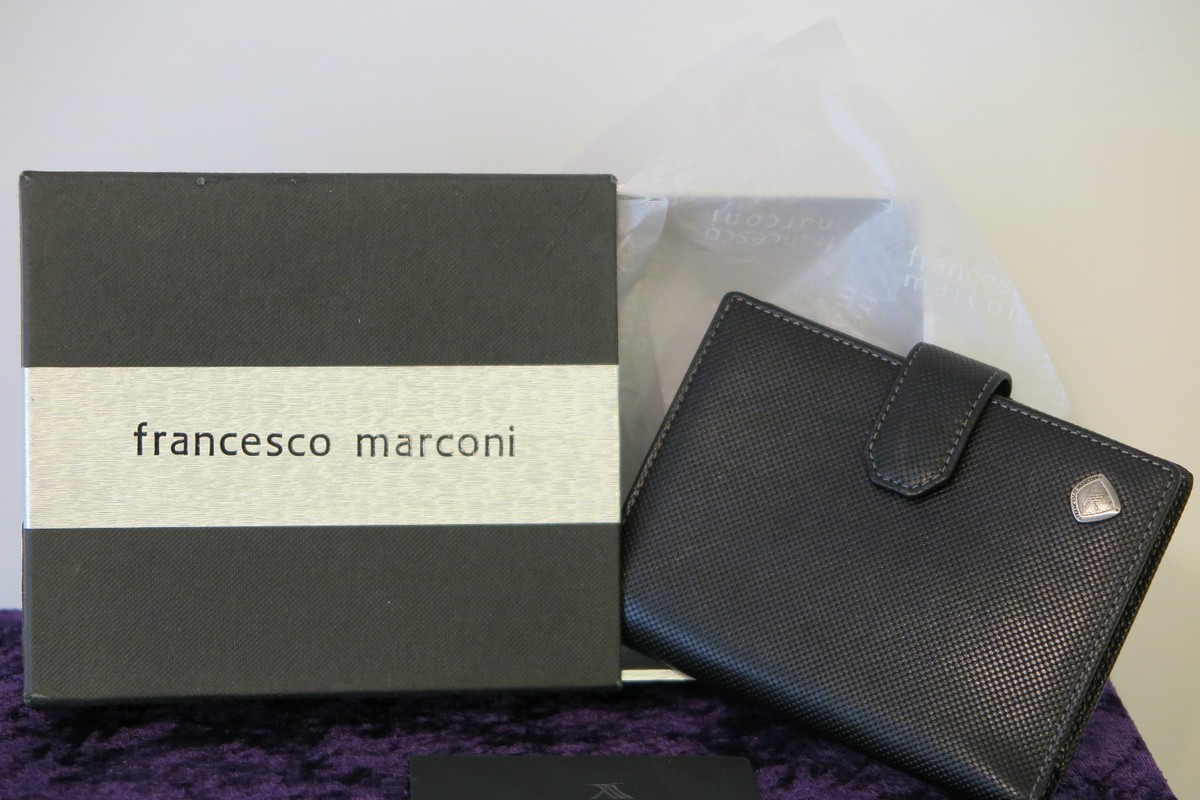 NWT Francesco Marconi Black Pebble Grain Leather 