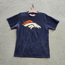 Denver Broncos Men Shirt Medium Blue Peyton Manning 18 Logo Graphic Tee READ