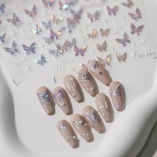Butterfly Nail Art Stickers 5D Embossed Aurora Butterfly Nail Stickers for