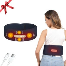 New Lower Back Massager with Heat Compression Massage Belt Vibration Pain Relief