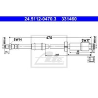 ATE Bremsschlauch Vorne FüR Fiat Ducato Pritsche/Fahrgestell Bus 24.5112-0470.3