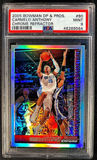PSA 9 MINT CARMELO ANTHONY 2005 BOWMAN CHROME REFRACTOR /300 DRAFT PICK G1012