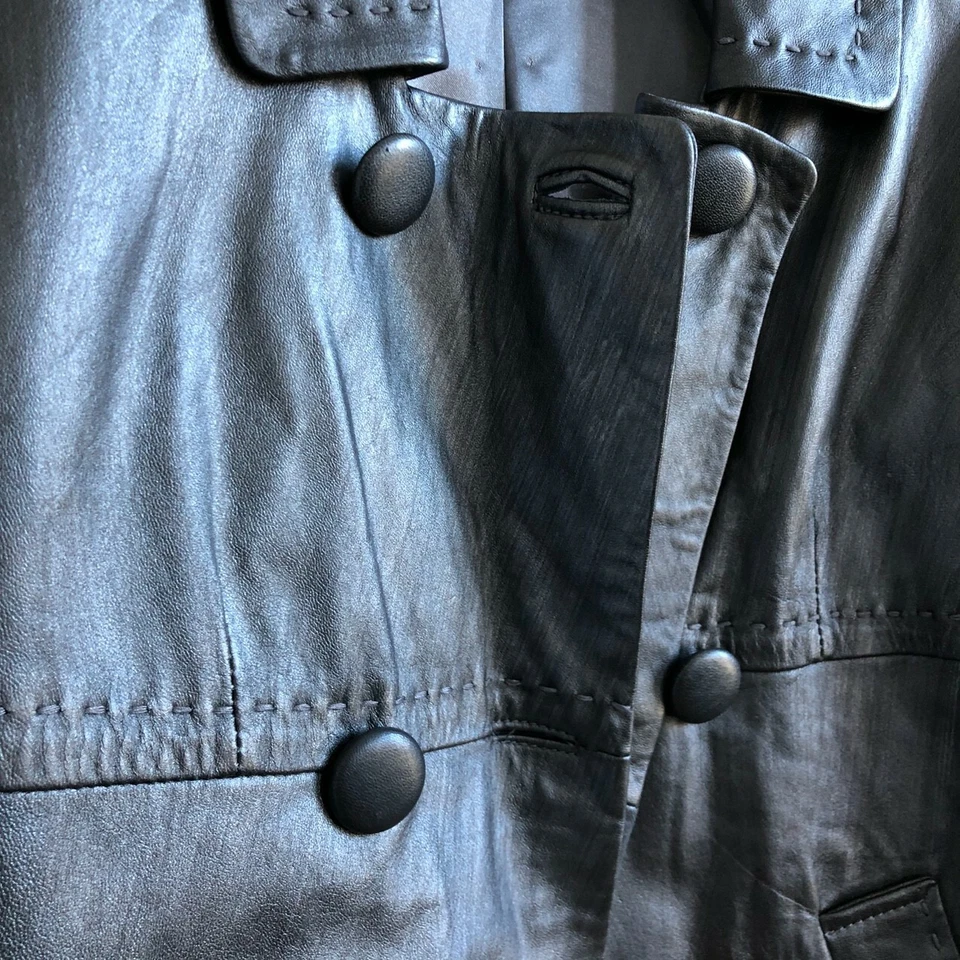 Chaqueta blazer vintage chico's gunmetal cuero metalizado talla S Foto 3 de 3