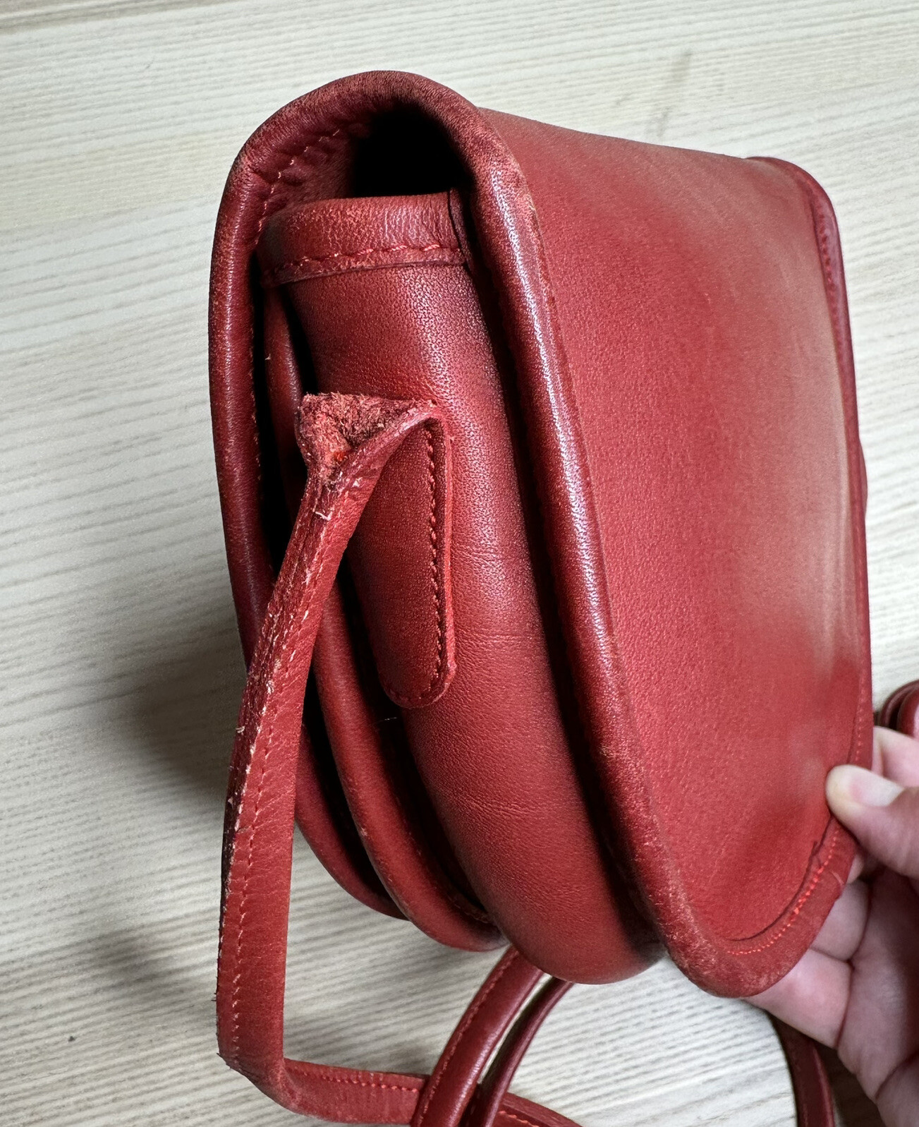 Vintage Coach Red Leather Mini Crossbody Made In USA Gem