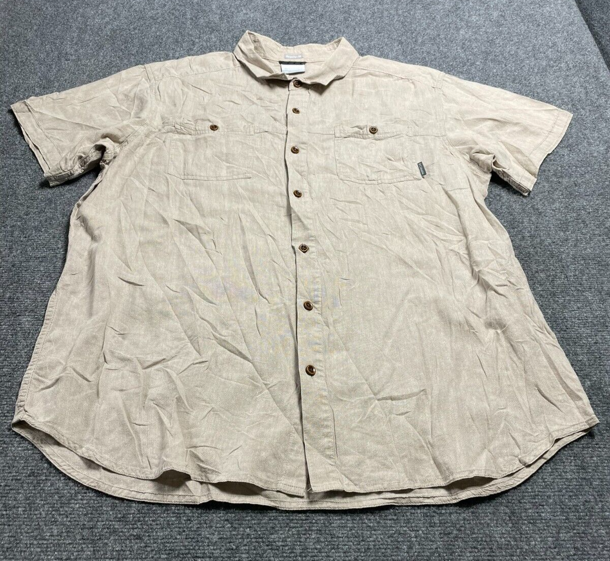 Columbia Men's Beige Regular Fit Short Sleeve Button Down Shirt Size XL