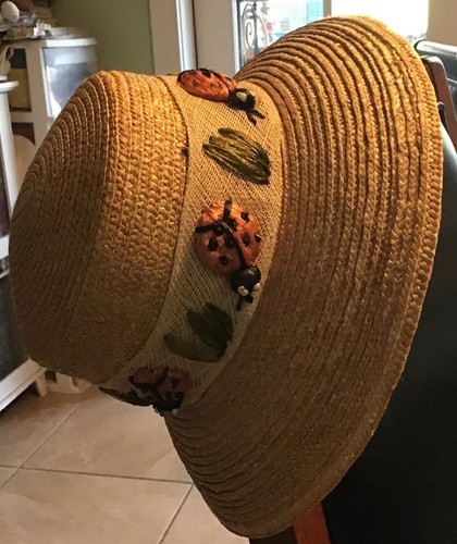 Summer And The Hat Man Woman’s Straw Hat Unique Ladybug And Leaf Trim Size Med - Picture 7 of 7