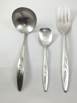 Oneida Community SONG OF AUTUMN Silverplate Gravy Ladle, Serving Fork, Sugar