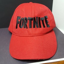 RED Fancy Fortnite Embroidered Hat With Pop Up Stitching CANVAS BLACK adjustable