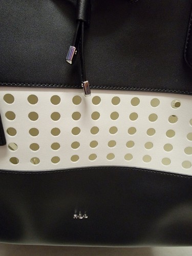 Lauren by Ralph Lauren Black and White Leather Tote w/peekaboo design - PERFECT! - Picture 4 of 16