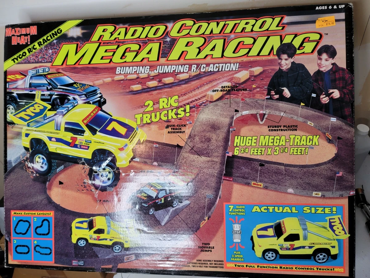 Vintage Tyco Maximum Heat Mega Racing Radio Control RC Track And Trucks Open Box