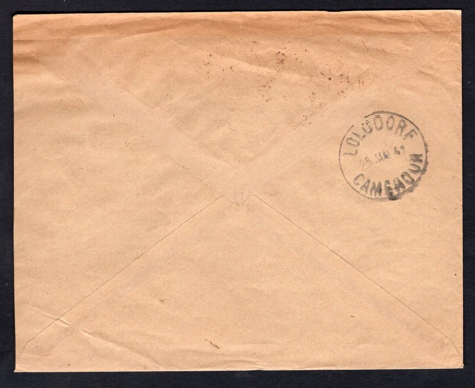 Cubierta censurada Camerún 1941. Doméstico. 1F Individual, Elefantes Foto 2 de 2