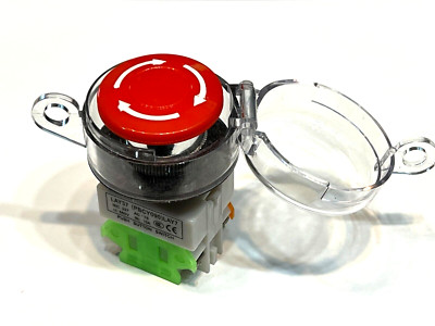 Emergency stop switch button locking clear cap on off 22mm cover red ...