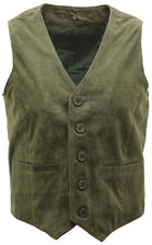 Giubbotto Classico Casual Formale Tradizionale In Suede Verde Oliva