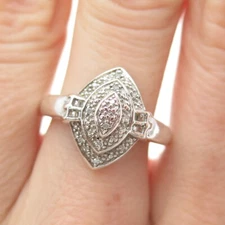 LUCENT LJ 925 Sterling Silver Real Round-Cut Diamond Promise Ring Size 6.5