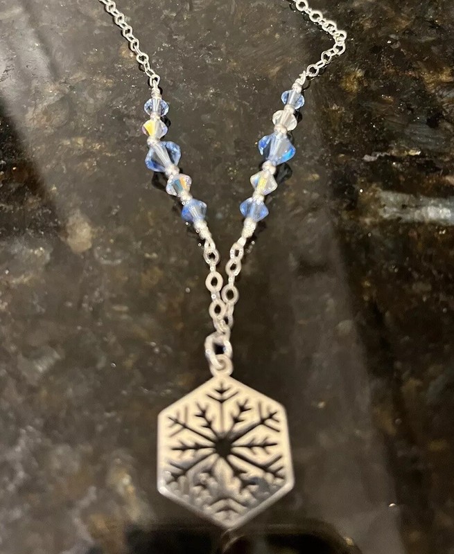 Sterling Silver Necklace made with Swarovski Crystals And Silver Snowflake