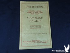 How To Start Operate & Care For Your Gasoline Engine Renewal Parts Instructions
