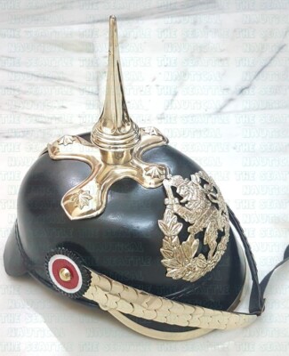 Imperial Brass Spike Bavarian Helmet German Officer's Pickelhaube Leather Helmet